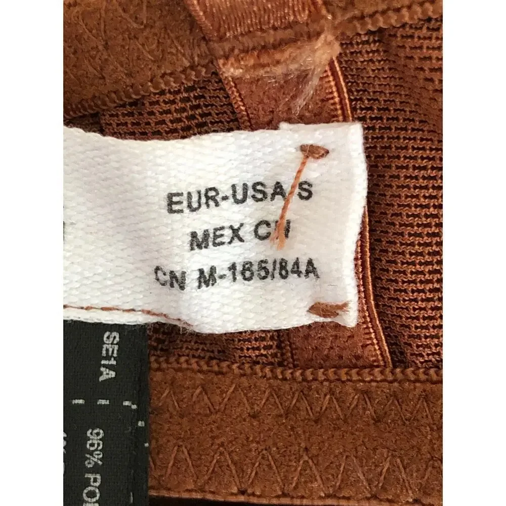 Mango Ruched Satin Bra Adjustable Straps Gathered Detail Brown Size Small